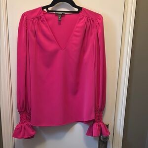 A.L.C. Vibrant Pink V-Neck Blouse gorgeous sleeves medium
